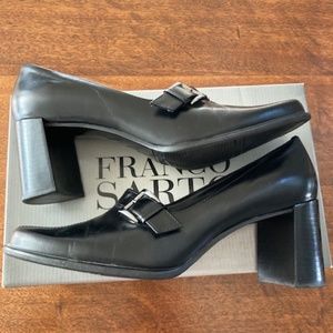 Franco Sarto black leather block heel 8.5